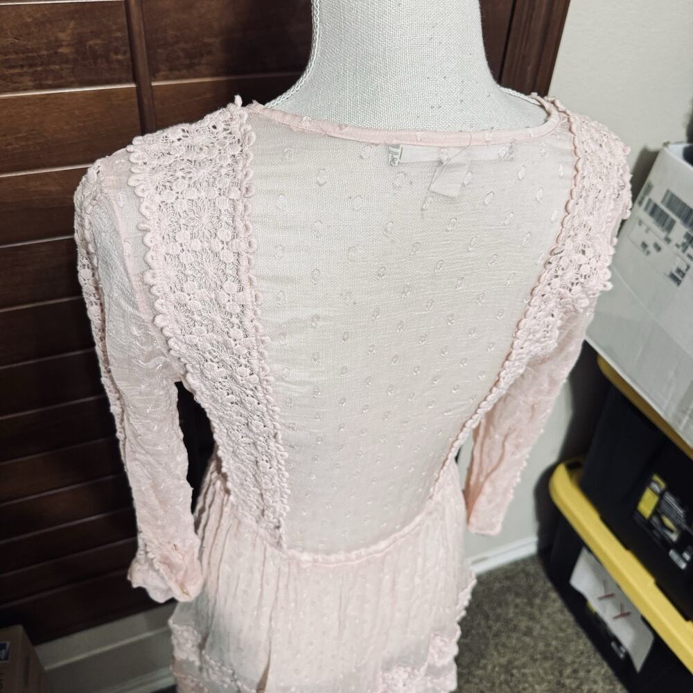Chelsea Violet Dress Womens M Pink Sheer Lace Boho Romantic Coquette - Picture 8 of 9